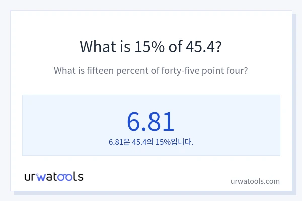 45.4의 15%는 얼마입니까?