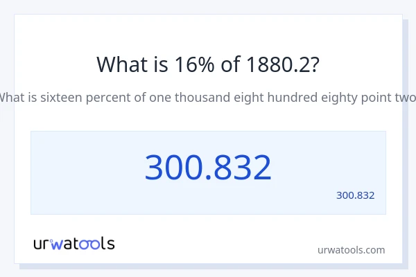 מה זה 16% מתוך 1880.2?