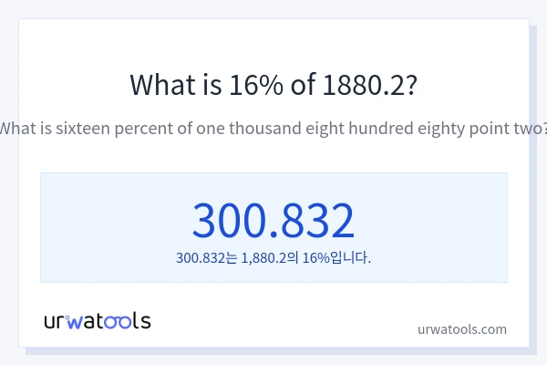 1880.2의 16%는 얼마입니까?