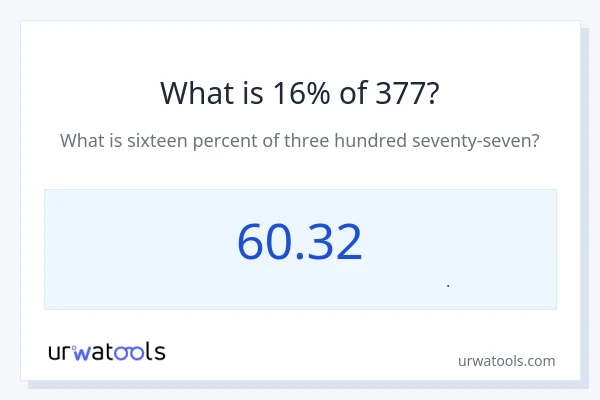 16% از 377 چقدر است؟