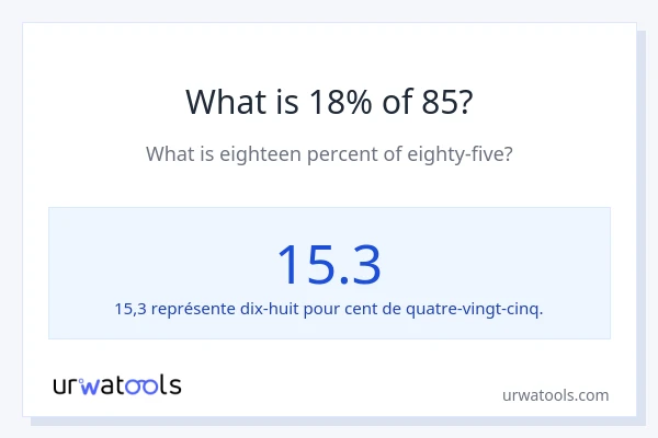 Quel est 18% de 85 ?