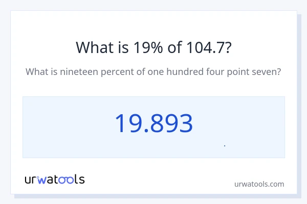 19% از 104.7 چقدر است؟