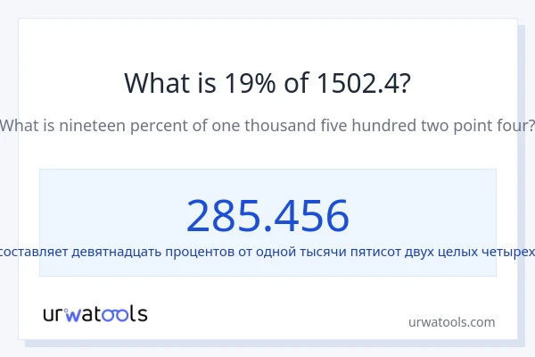 Что составляет 19% от 1502.4?