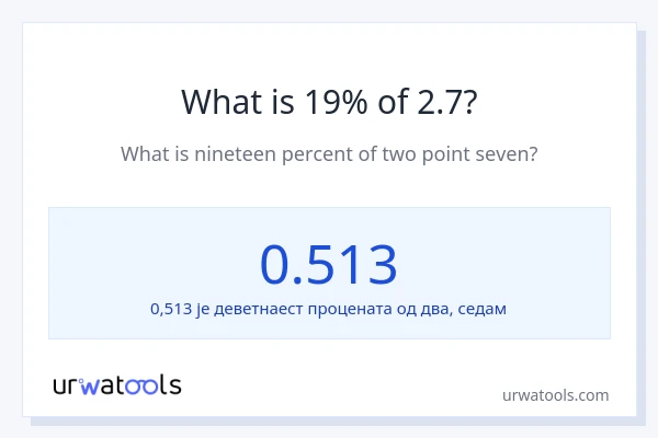 Колико је 19% од 2.7?