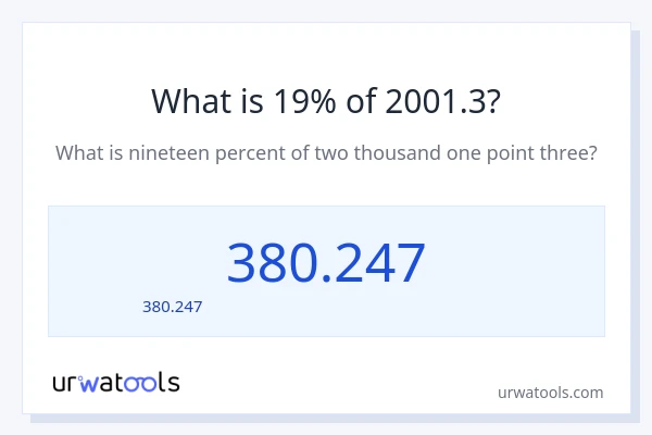 19% ของ 2001.3 คือเท่าไร?
