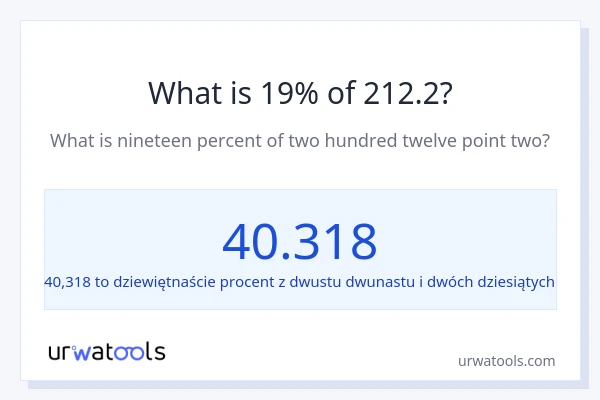 Ile wynosi 19% z 212.2?