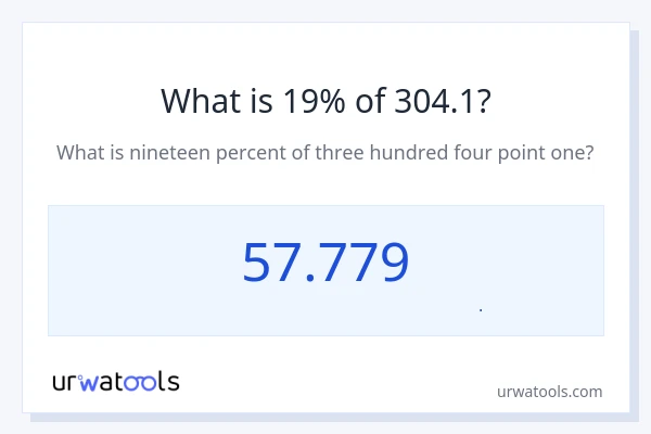 19% از 304.1 چقدر است؟