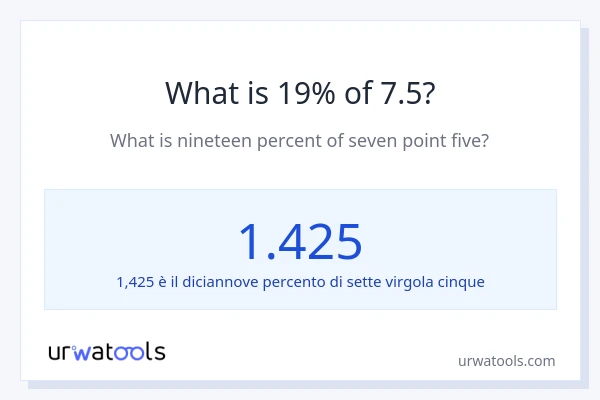 Qual è il 19% di 7.5?