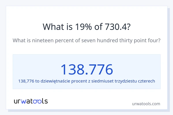 Ile wynosi 19% z 730.4?