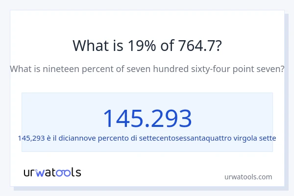 Qual è il 19% di 764.7?