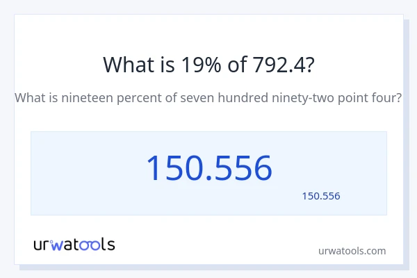 792.4 کا 19% کیا ہے؟