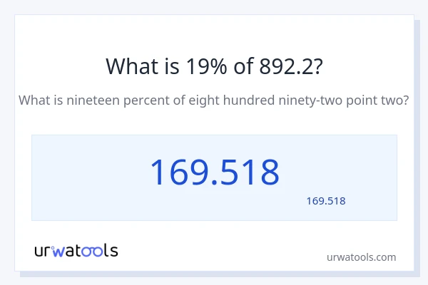 892.2 کا 19% کیا ہے؟