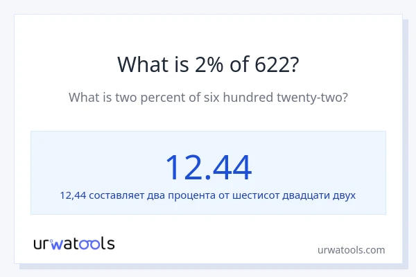Что составляет 2% от 622?
