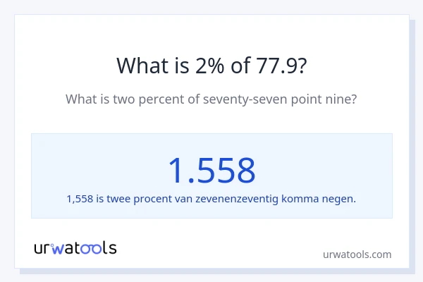 Wat is 2% van 77.9?