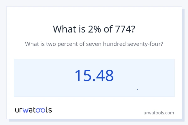 2% از 774 چقدر است؟