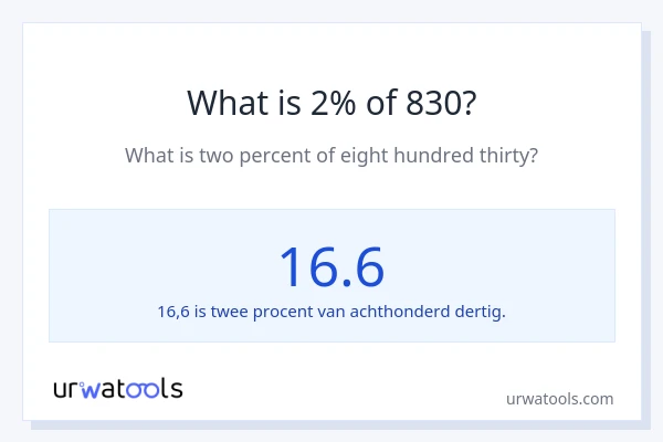 Wat is 2% van 830?