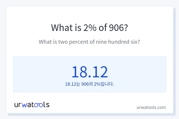 906의 2%는 얼마입니까?