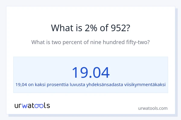 Mikä on 2 % 952:sta?