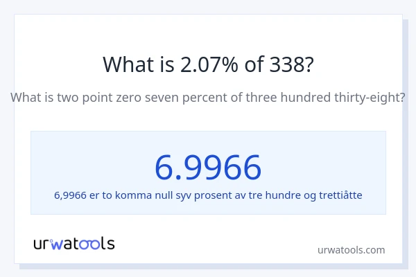 Hva er 2.07% av 338?