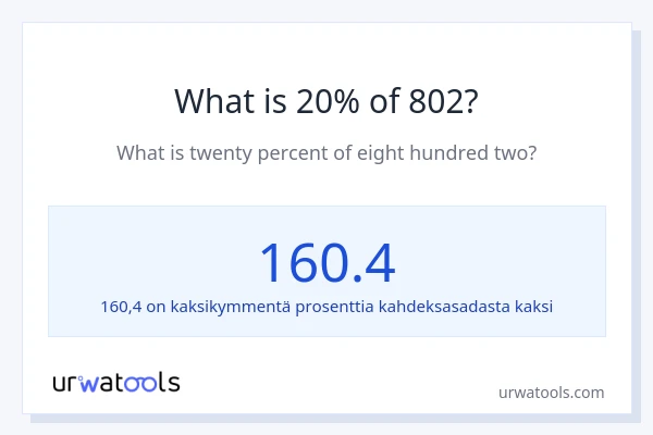 Mikä on 20 % 802:sta?
