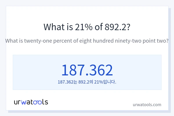 892.2의 21%는 얼마입니까?