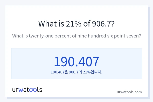 906.7의 21%는 얼마입니까?