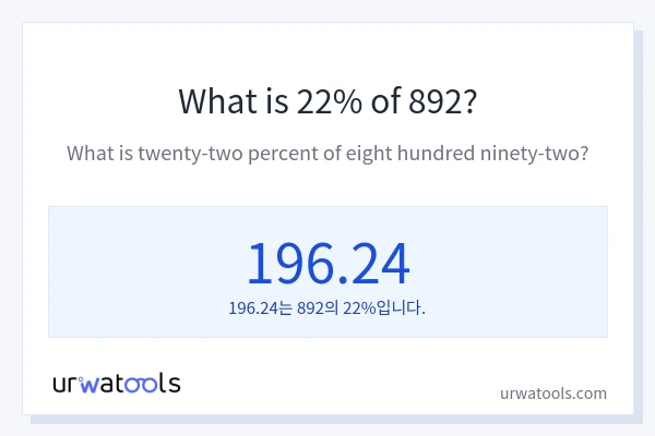 892의 22%는 얼마입니까?