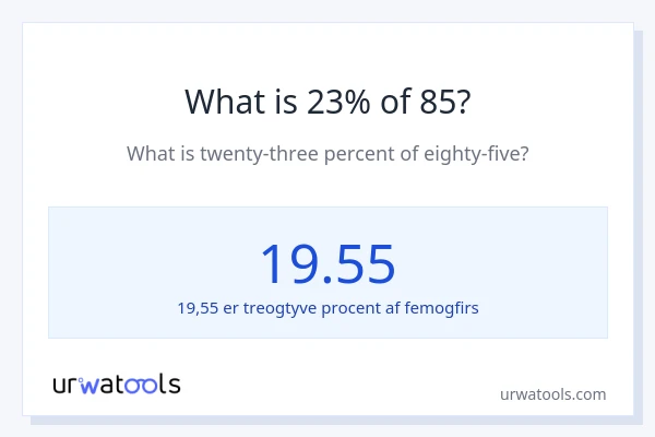 Hvad er 23% af 85?