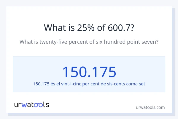 Quin és l'25% de 600.7?
