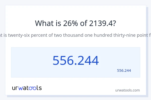 2139.4 کا 26% کیا ہے؟