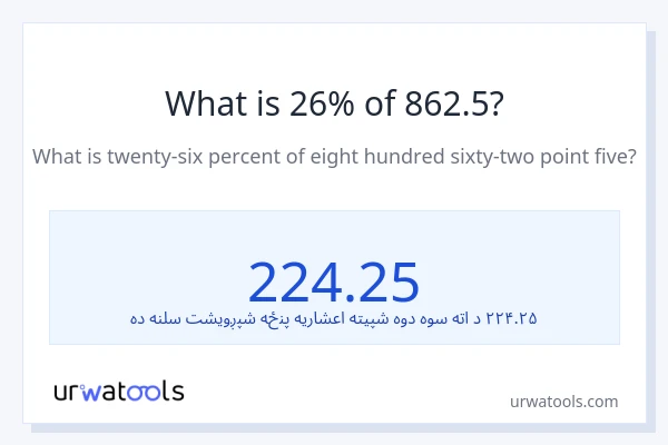 د 862.5 26٪ څومره دی؟