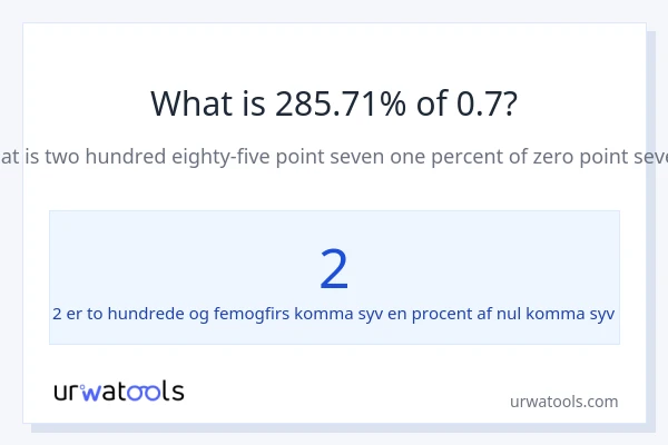 Hvad er 285.71% af 0.7?