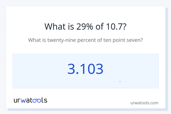 29% از 10.7 چقدر است؟