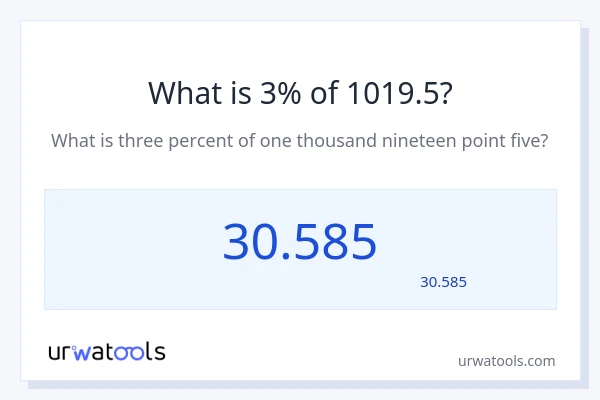 3% از 1019.5 چقدر است؟