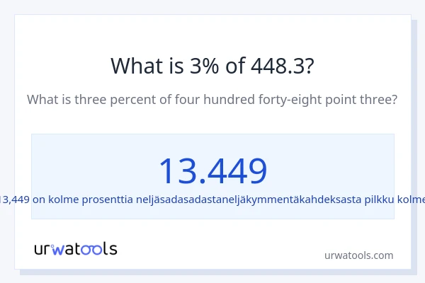 Mikä on 3 % 448.3:sta?