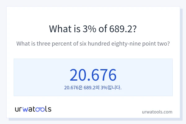 689.2의 3%는 얼마입니까?