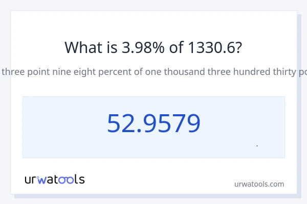 3.98% از 1330.6 چقدر است؟