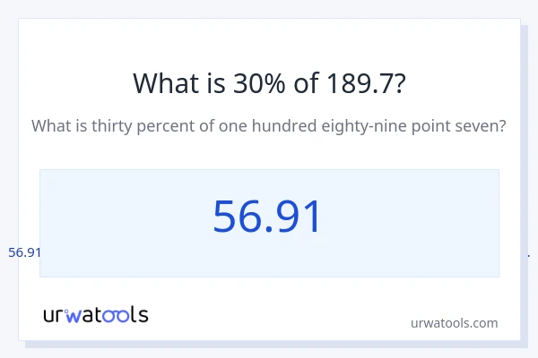 189.7 യുടെ 30% എന്താണ്?