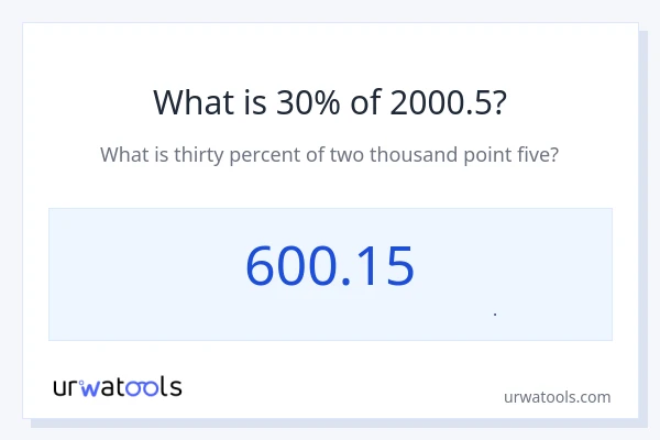 30% از 2000.5 چقدر است؟