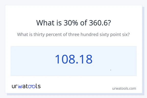 30% از 360.6 چقدر است؟