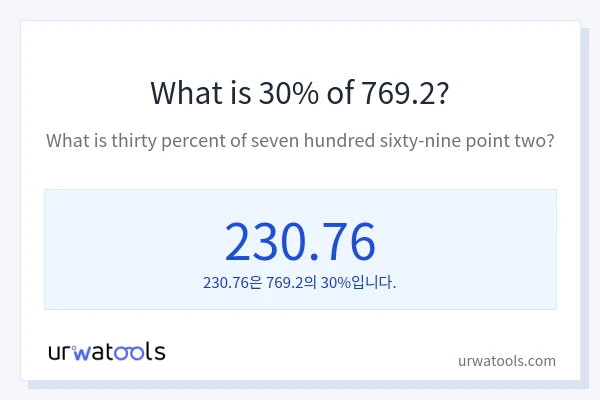769.2의 30%는 얼마입니까?