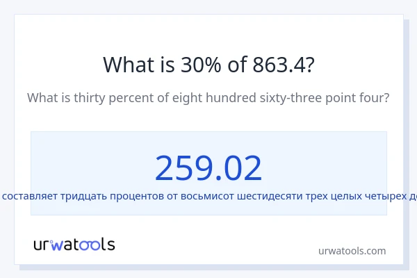 Что составляет 30% от 863.4?