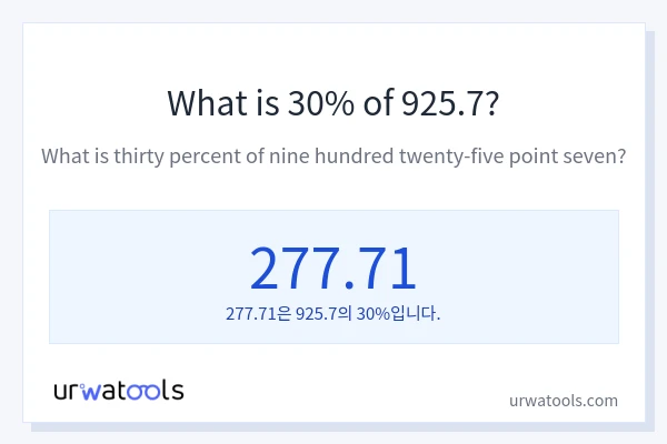 925.7의 30%는 얼마입니까?