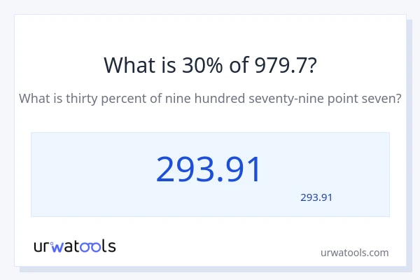 979.7 کا 30% کیا ہے؟