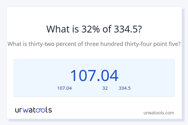 32% ของ 334.5 คือเท่าไร?