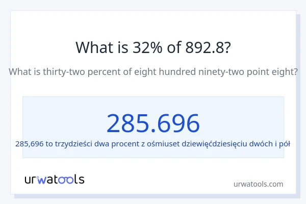 Ile wynosi 32% z 892.8?