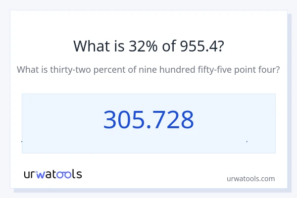 32% از 955.4 چقدر است؟
