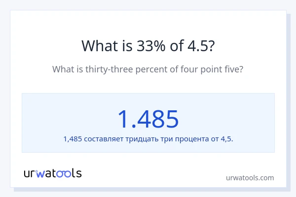 Что составляет 33% от 4.5?