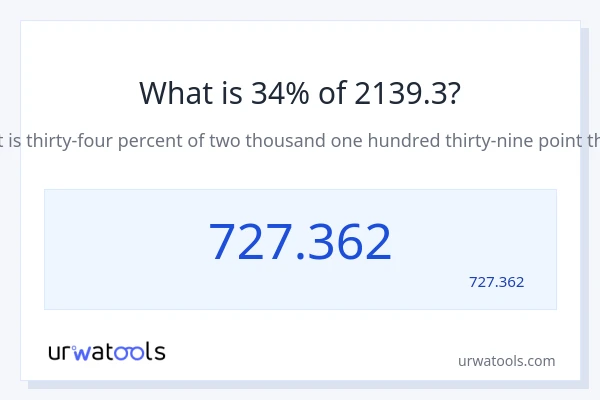 2139.3 کا 34% کیا ہے؟