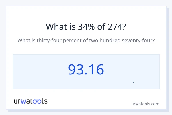 34% از 274 چقدر است؟